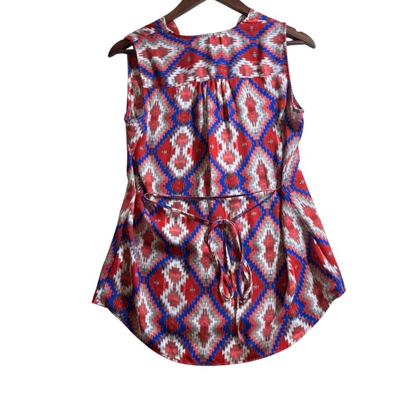 Takara Red and Blue Geometric Sleeveless Blouse Tank top size medium - Picture 3 of 6
